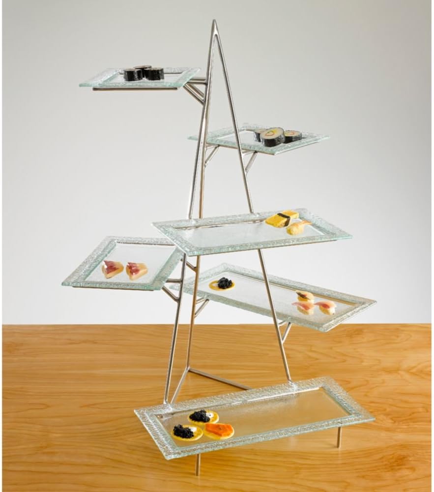 Isinglass Riser with 3 Levels & 3 Clear Glass Platters