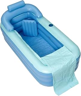 Inflatable Bathtub - Space-Saving | PVC Foldable Blow Up Tub with Seat Mat for Shower | Folding Bathtub Supplies for Women Girls Family Teens Boys Husband Youth Daughter Wife Son