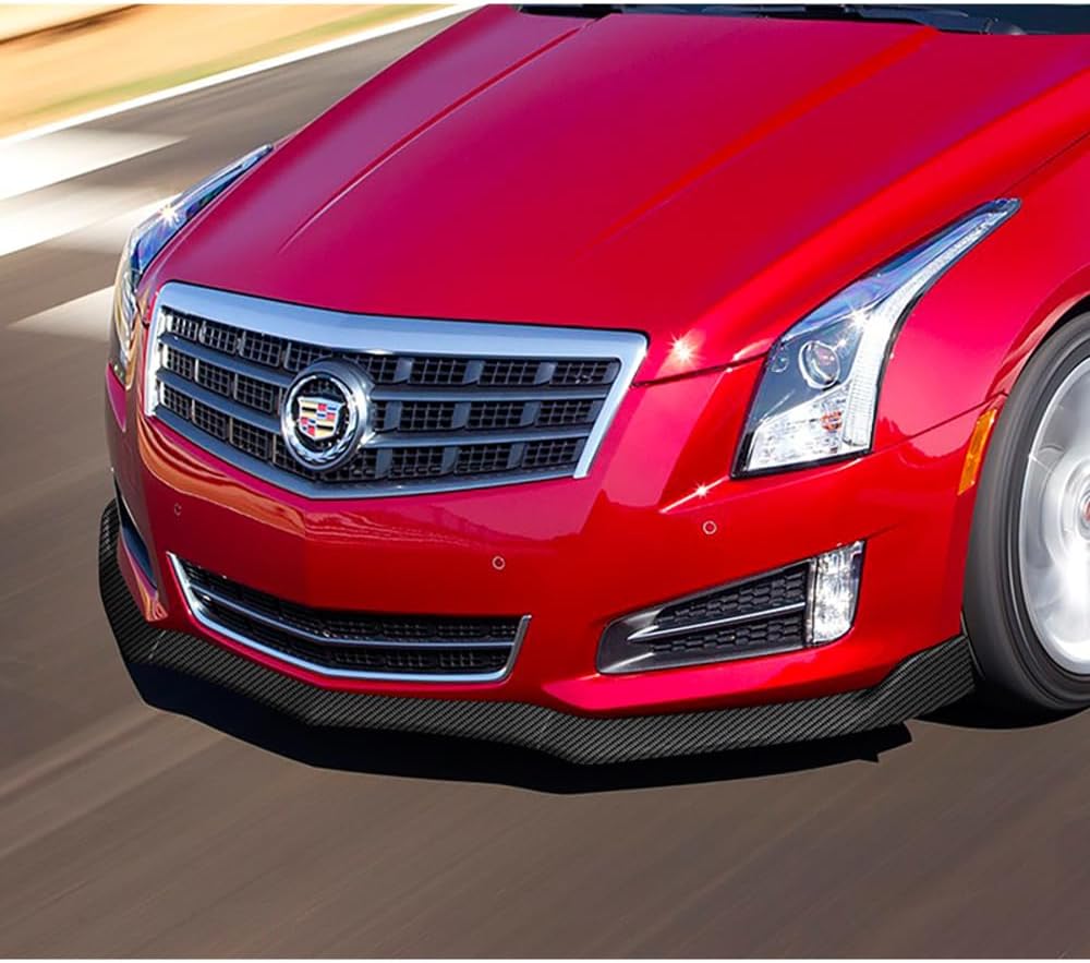Q1-TECH, Front Bumper Lip fit for Compatible with 2013-2014 Cadillac ATS, Front Lip Spoiler Air Chin Body Kit Splitter, ABS (Painted Carbon Fiber)