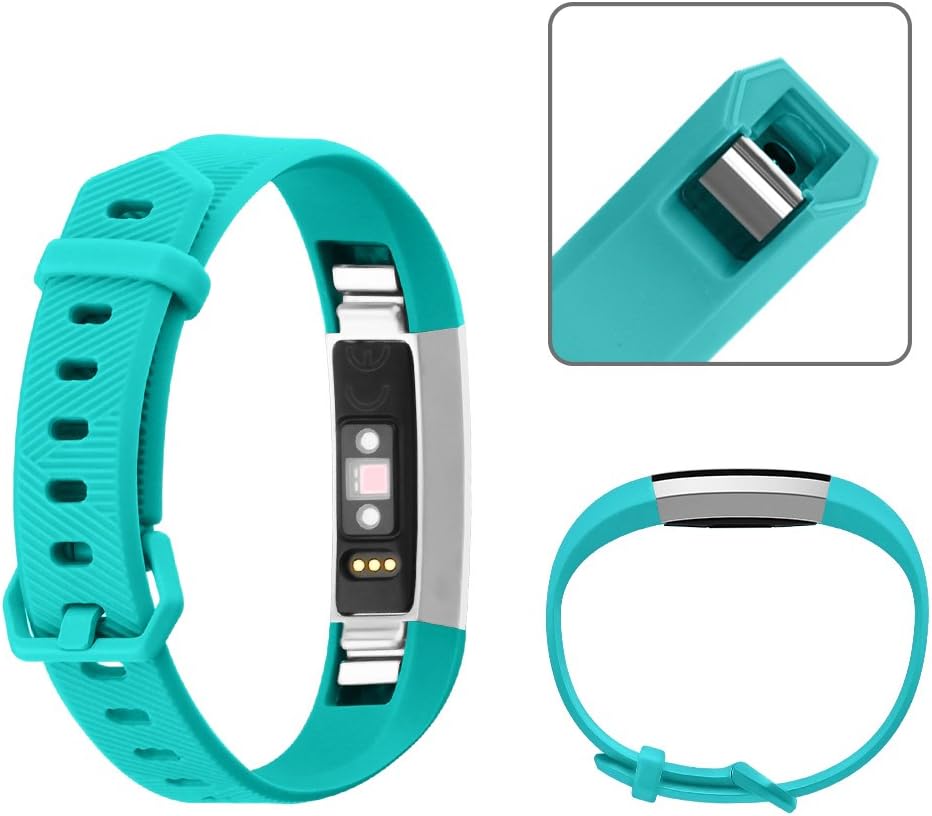 VANCLE for Fitbit Alta HR/Ace Bands and Alta Bands, Adjustable Replacement Accessories Wristbands for Fitbit Ace/Alta and Alta HR, Silver Coral Teal, Small