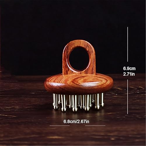 Miniatura 9 de Herramientas de masaje de terapia de madera, 19 dientes, cabeza de cobre, cepillo de presión meridiano de mano, relajación corporal y alivio del