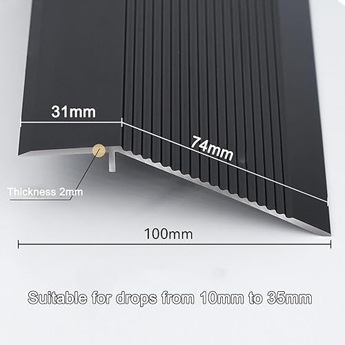 Miniatura 2 de Tiras autoadhesivas para cubrir el suelo, tira de umbral de transición de piso de aluminio de madera a azulejo, tira de puerta duradera y fácil de
