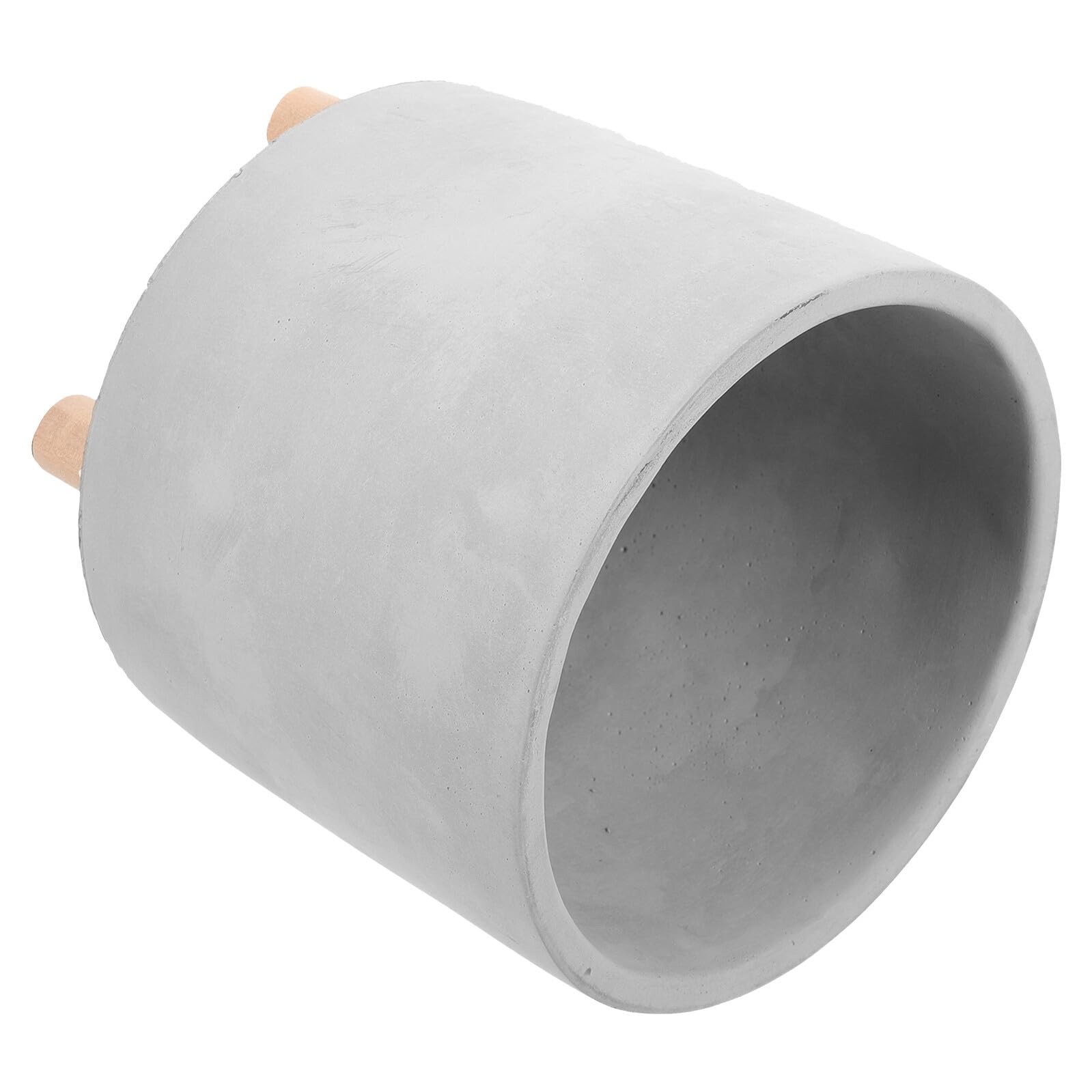 COLLBATH Pot de Fleurs Ciment Simple et Créatif Pot de Plante Décoratif Intérieur avec Bois Drainage Décoration Naturelle pour Maison et Jardin