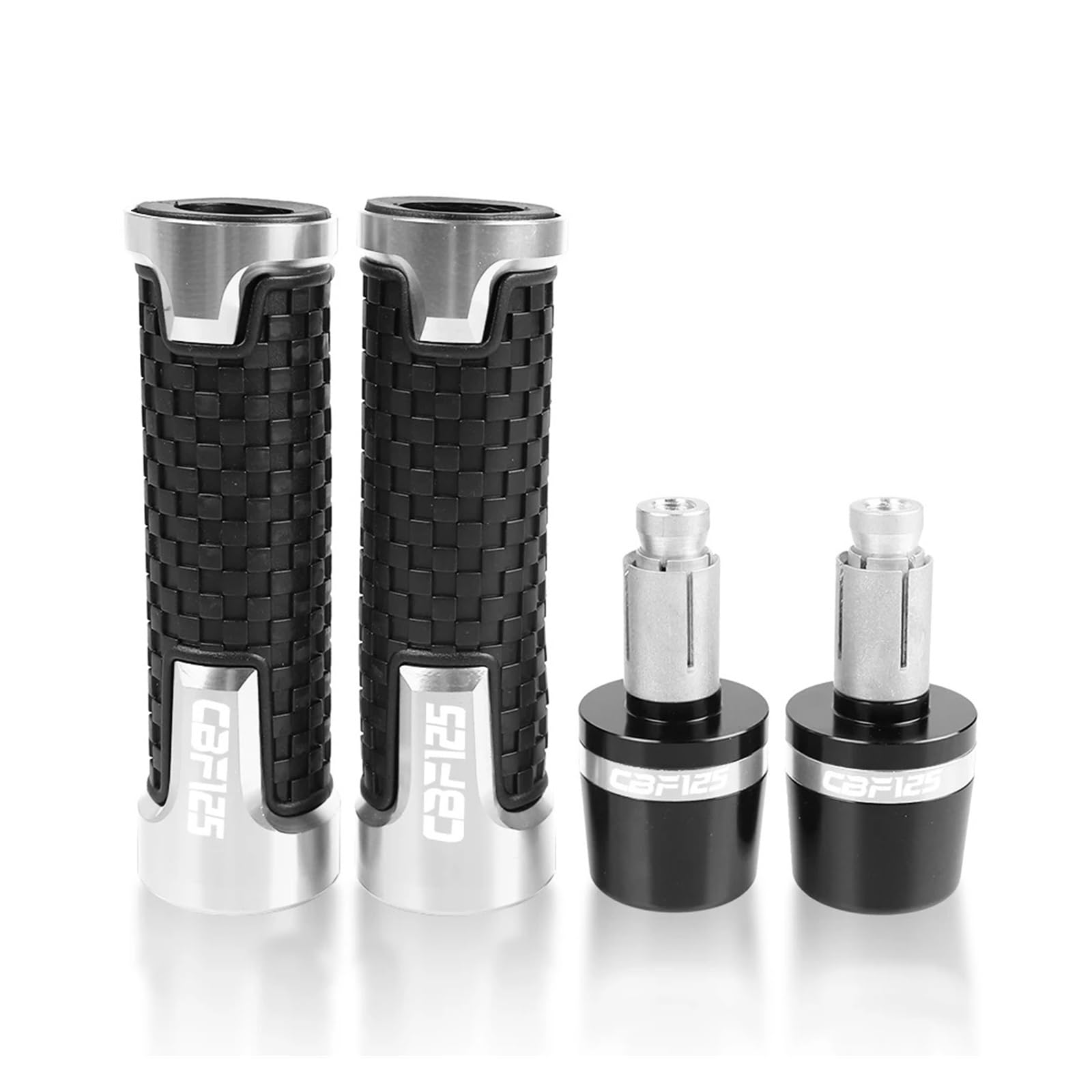 For：Honda CBF125 CBF 125 2008-2015 2014 2013 2012 2011 7/8" 22mm CNC Aluminum Motorcycle Hand grips handle bar grip ends Plug(Sliver Two piece set)