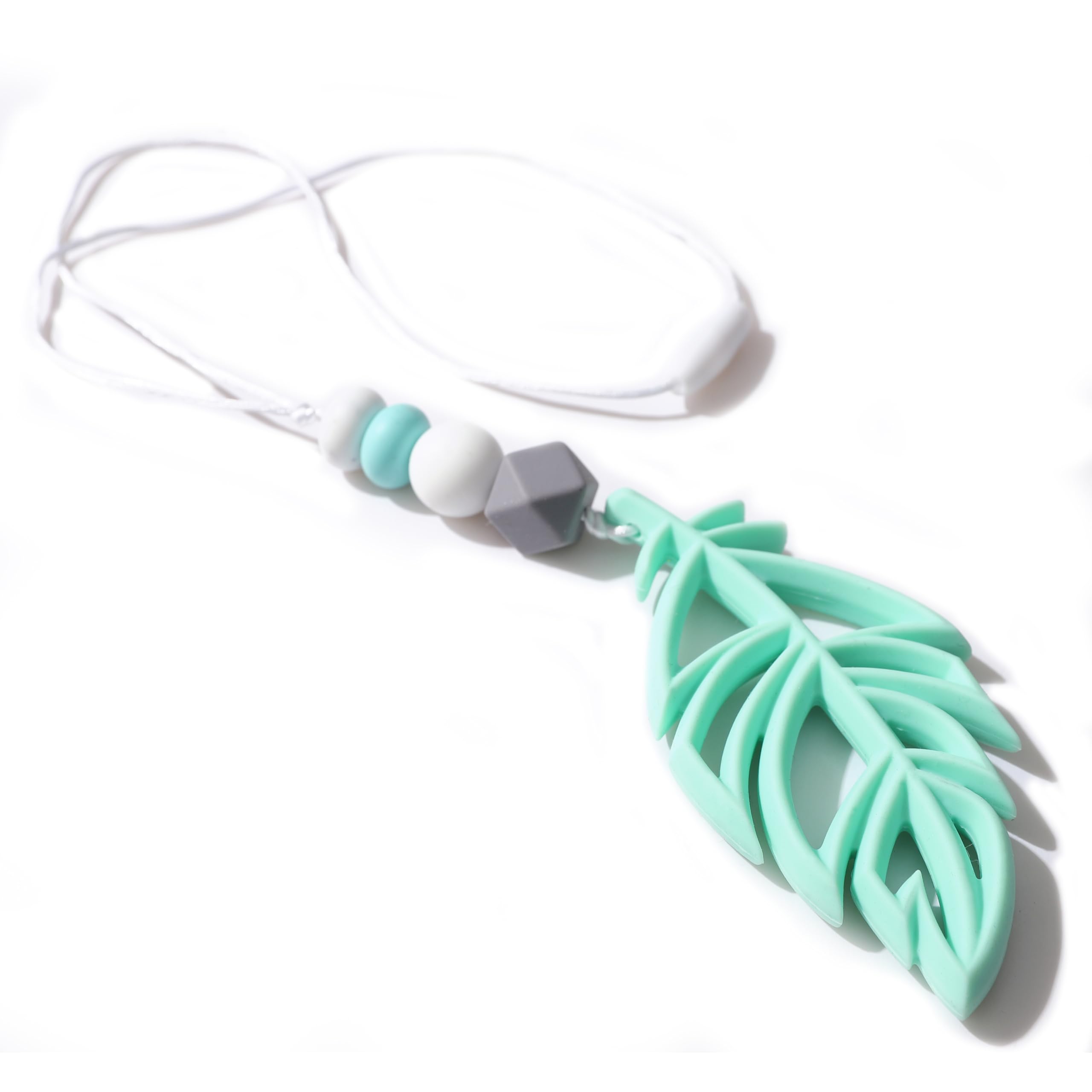 WAOUH Newborn Nursing Leaf Breastfeeding Necklace - New Mom's Silicone Jewelry,Green Leaf Silicone Nursing,Emotionally Calming Sensory Necklace,Green Stress Relief Pendant