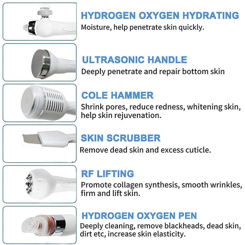 Macchina per la Bellezza del Viso all'ossigeno all'idrogen, Hydra Facial Macchina per La Pulizia, 7 in 1 Macchina per La Cura del Viso RF per Uso Facciale, Spa, Casa
