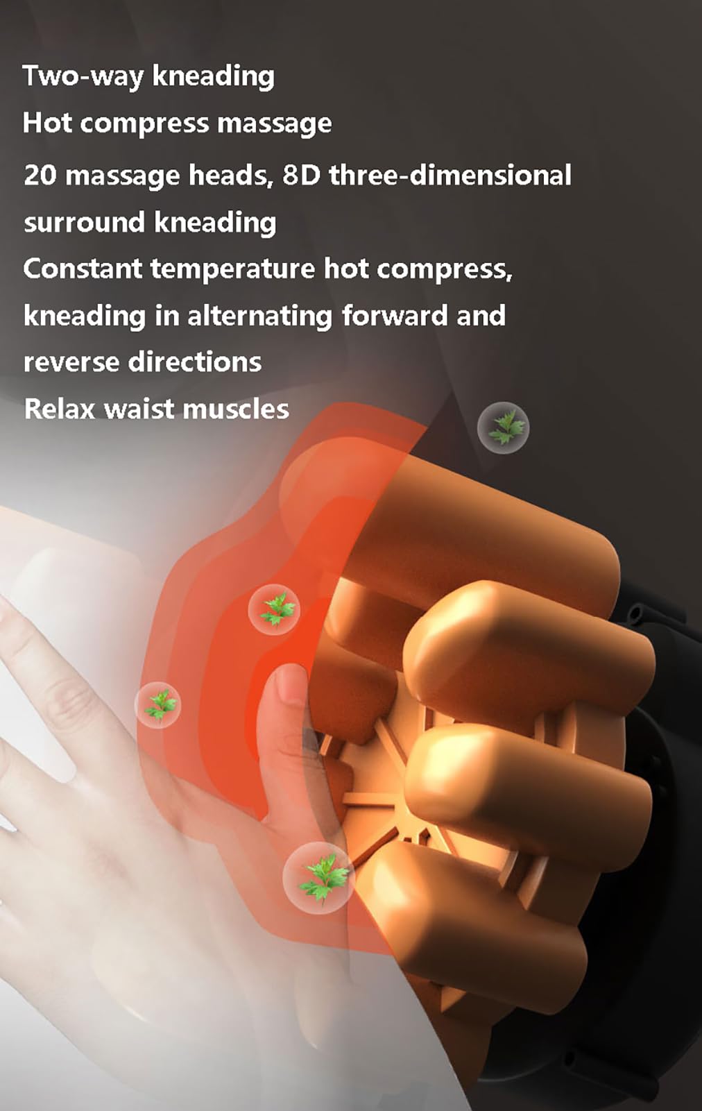 Impastatore per Glutei in Vita, massaggiatore per Massaggio alla Schiena, Cuscino per Sedile, Timer Intelligente, Cuscino per Massaggio con Sedia avvolta in Gas con Calore