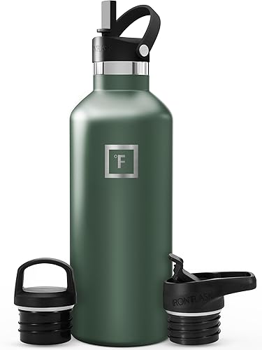 Miniatura 31 de IRON °FLASK Frasco de hidratación para acampar y senderismo con pajilla, botella de agua deportiva de acero inoxidable con aislamiento de boca Dark