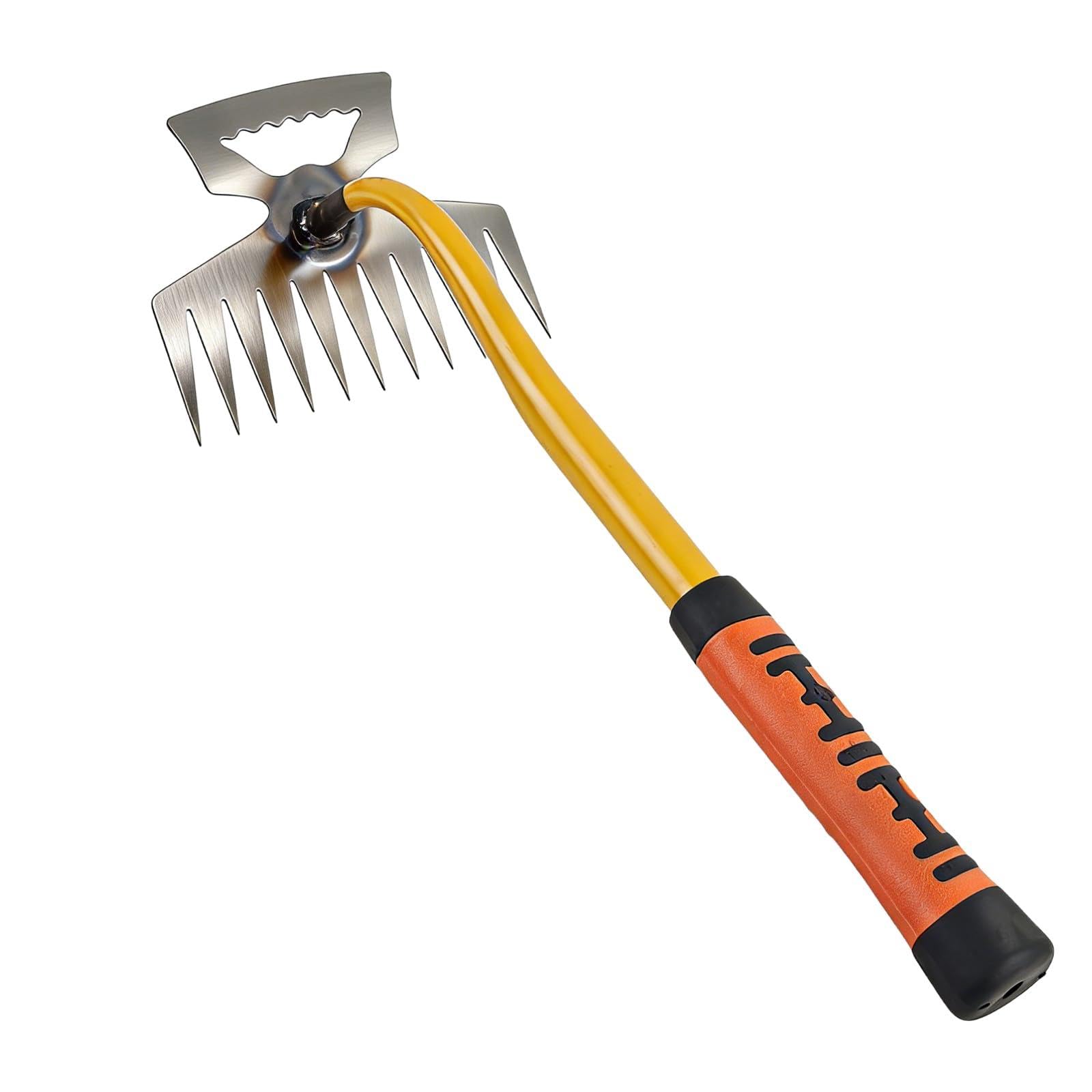 Weed Puller with Stainless Steel, Rubber Handle Weed Remover Tool, Multi-Functional Garden Tools for Weeding, Moss Removal & Joint Cleaning, Enables Efficient Root Removal Weed Remover Tool