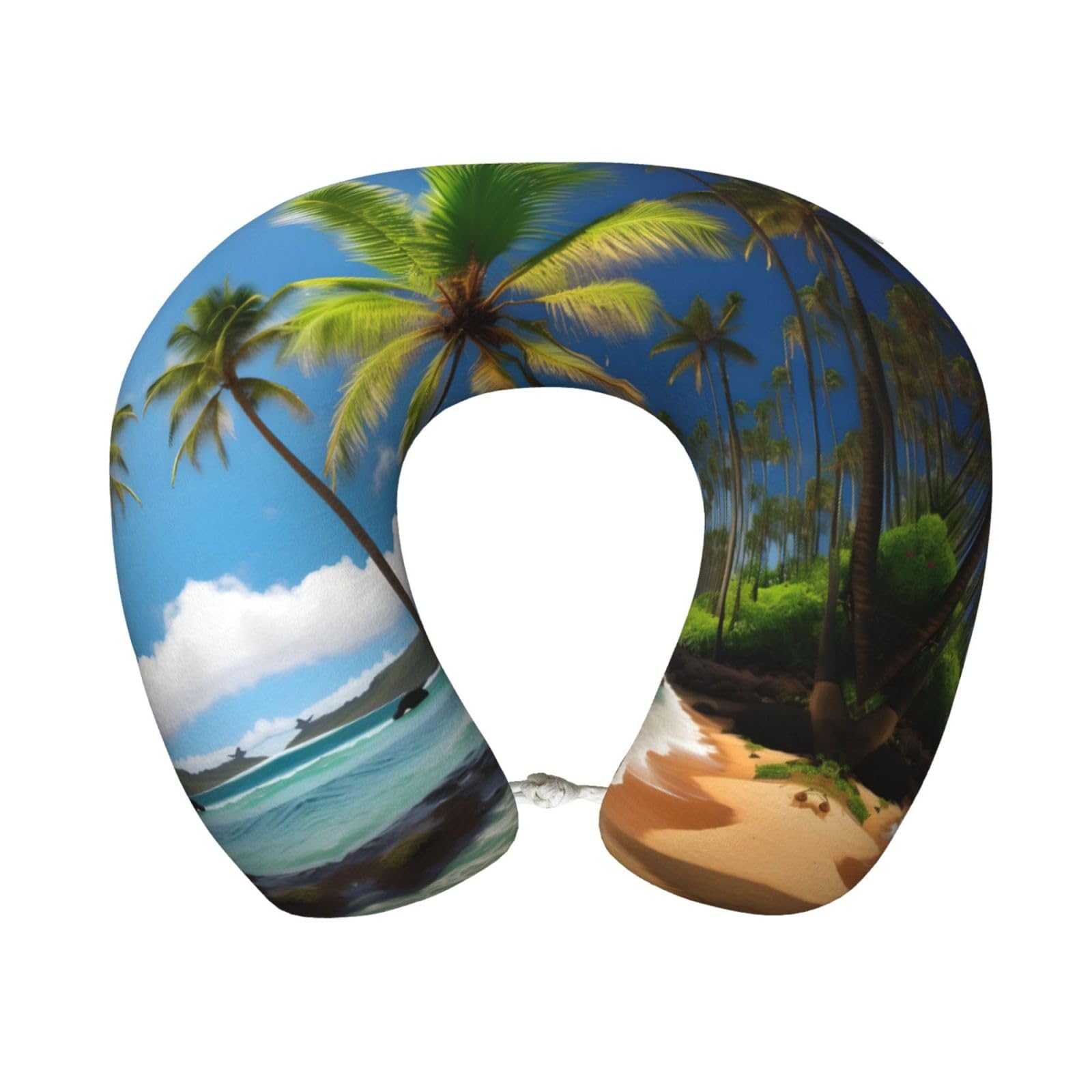 peiyeety Tropical Palm Tree Hawaii Beach Print Custom U-Shaped Pillow,Memory Foam Cervical Neck Travel Pillow,for Home,Camping,Travelling