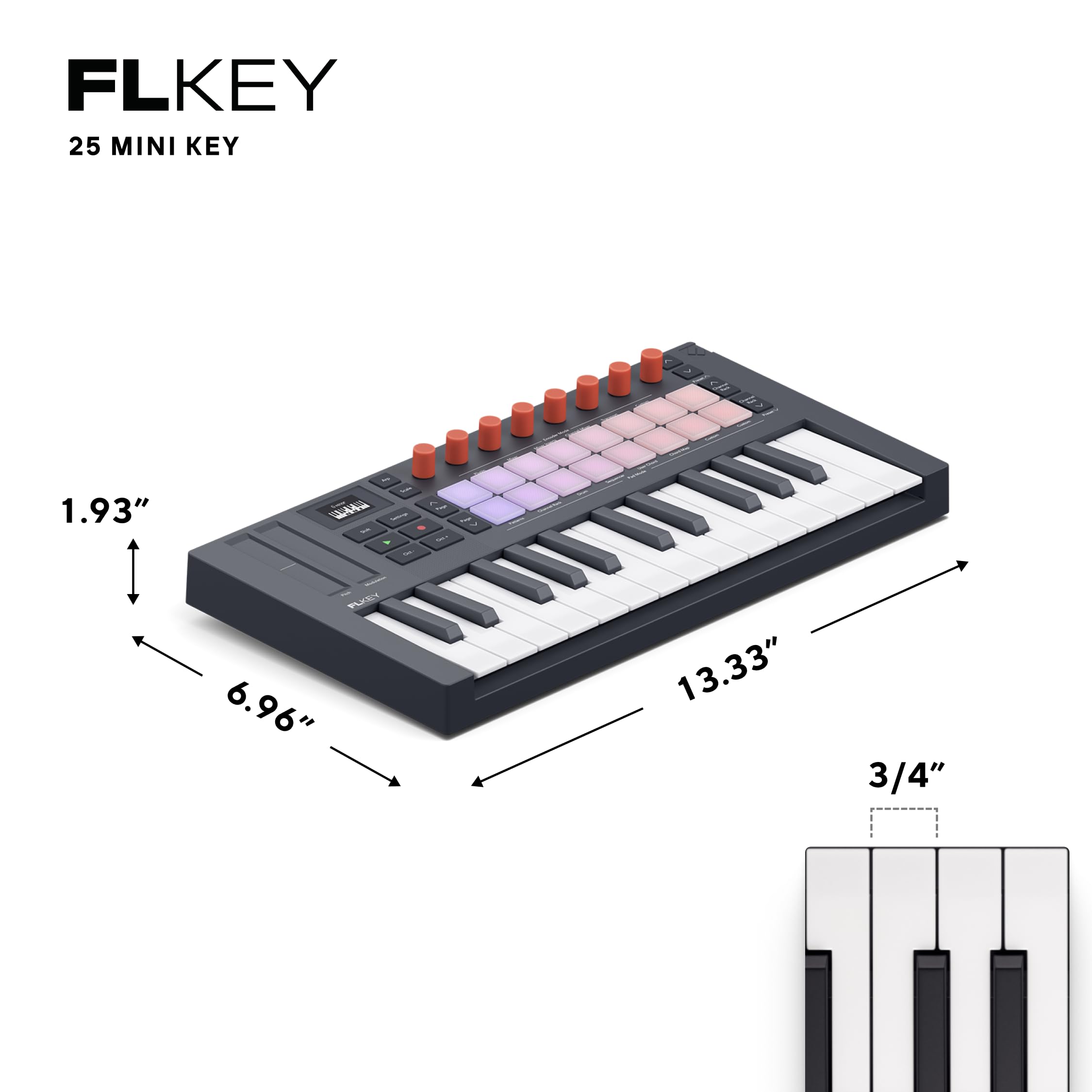 Novation FLkey 2 Mini 25 clavier USB MIDI pour FL Studio, pads rythmiques, arpégiateur