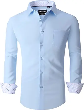 Alex Vando Mens Dress Shirts Regular Fit Long Sleeve Stretch Business Dress Shirts for Men