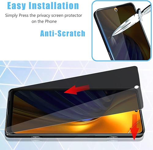 Miniatura 5 de MOOISVS Paquete de 2 + 2 protectores de pantalla de privacidad para Xiaomi Poco F4 (2 paquetes) + protector de lente de cámara (2 paquetes),
