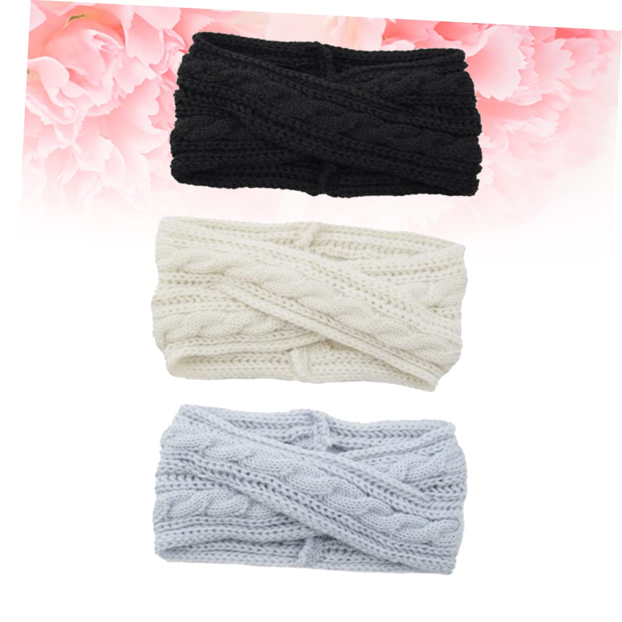 FRCOLOR 9stücke Teiliges Strick-woll-haarband Für Damen Elastisches Stirnband Schwarz Weiß Und Silber Haaraccessoire Für Winterspaß Und Sportaktivitäten