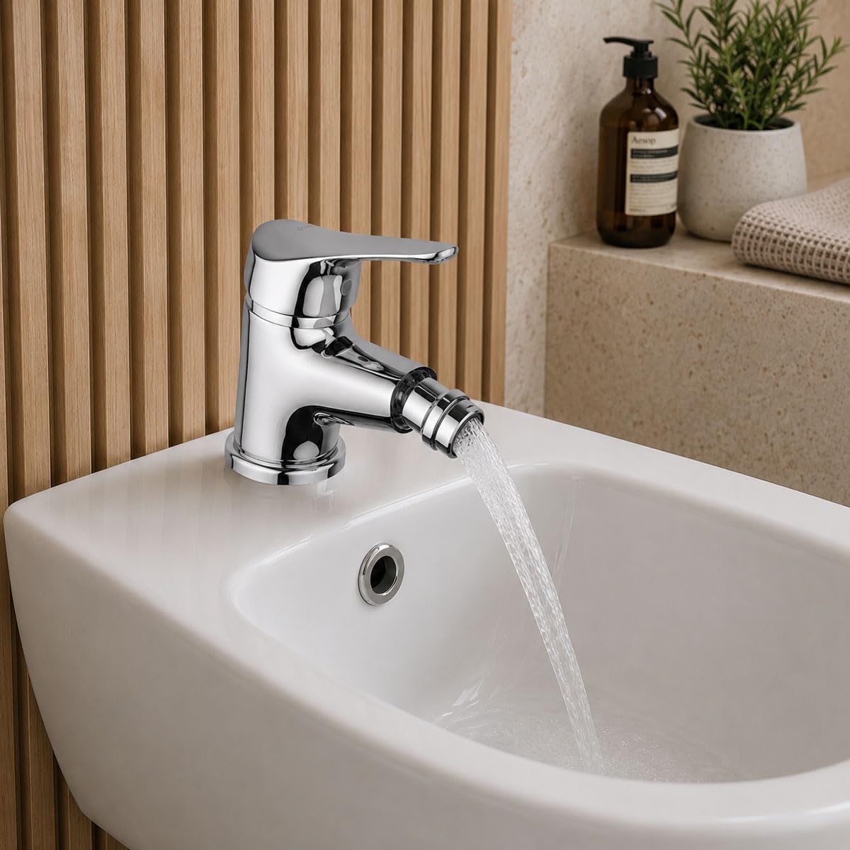 Yellowshop - Miscelatore bagno completo rubinetteria lEIRA lavabo bidet vasca e doccia incsso esterno in ottone cromato flessibile inox piletta Made in Italy (Bidet)