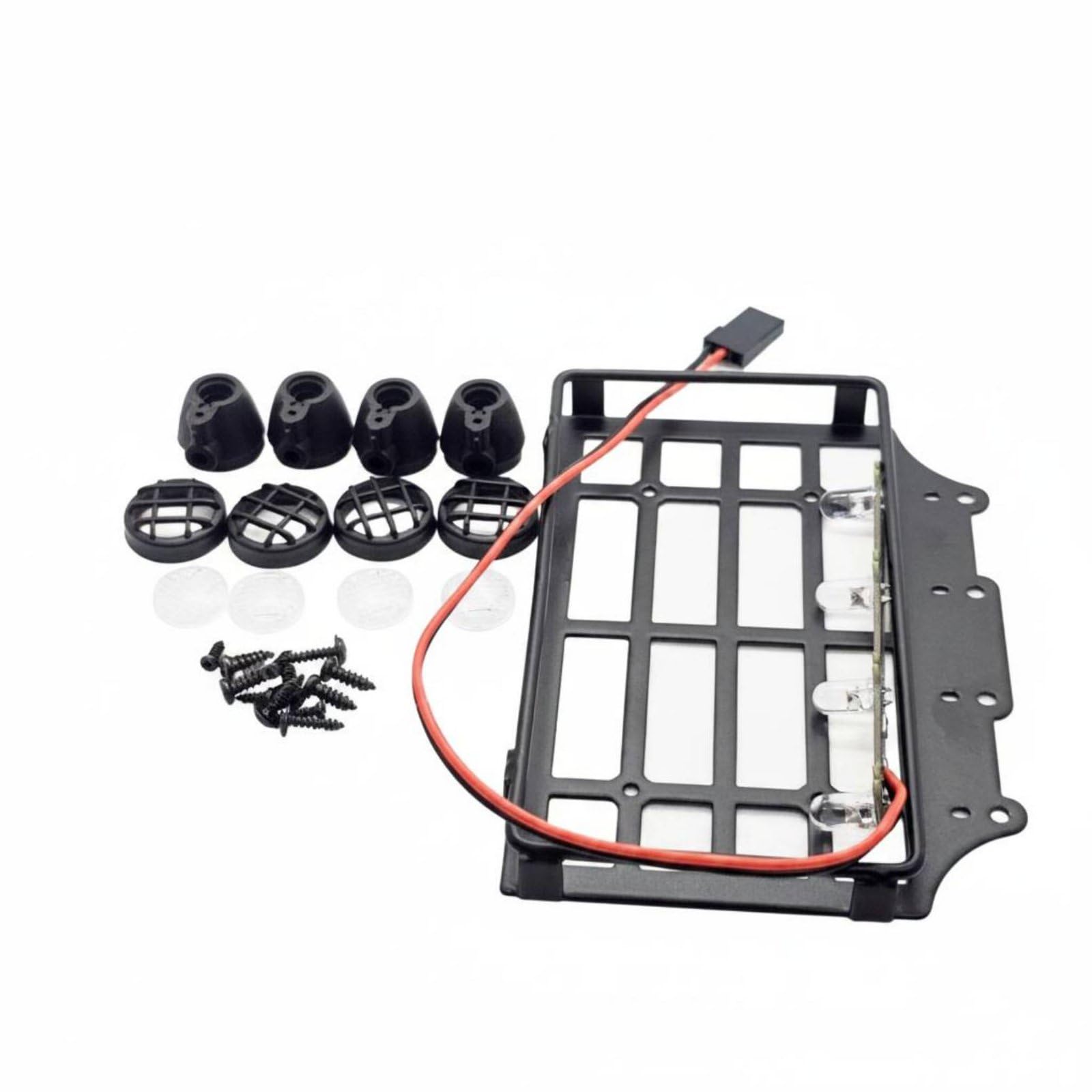 Metal Build Led Roof Rack Upgrade Part RC Roof Cargo Rack Realistic Design High Simulation for Model Car Fans, Repair, Rack W Round Light-image-34