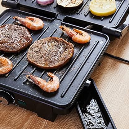 MONZANA® Kontaktgrill Antihaftbeschichtung Sicherheitsverschluss Cool-Touch Küche Elektrogrill Tischgrill Sandwich Maker Panini Toaster 1500W Schwarz – Bild 3