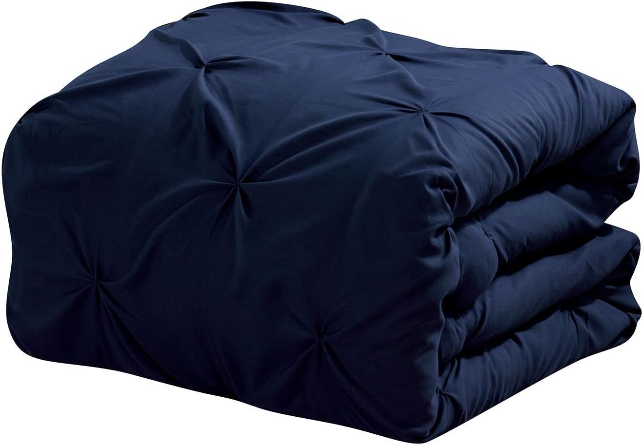sheetsnthings Oxford-Decorative Pinch Pleat Twin Extra Long XL 3PC Comforter Set, Navy