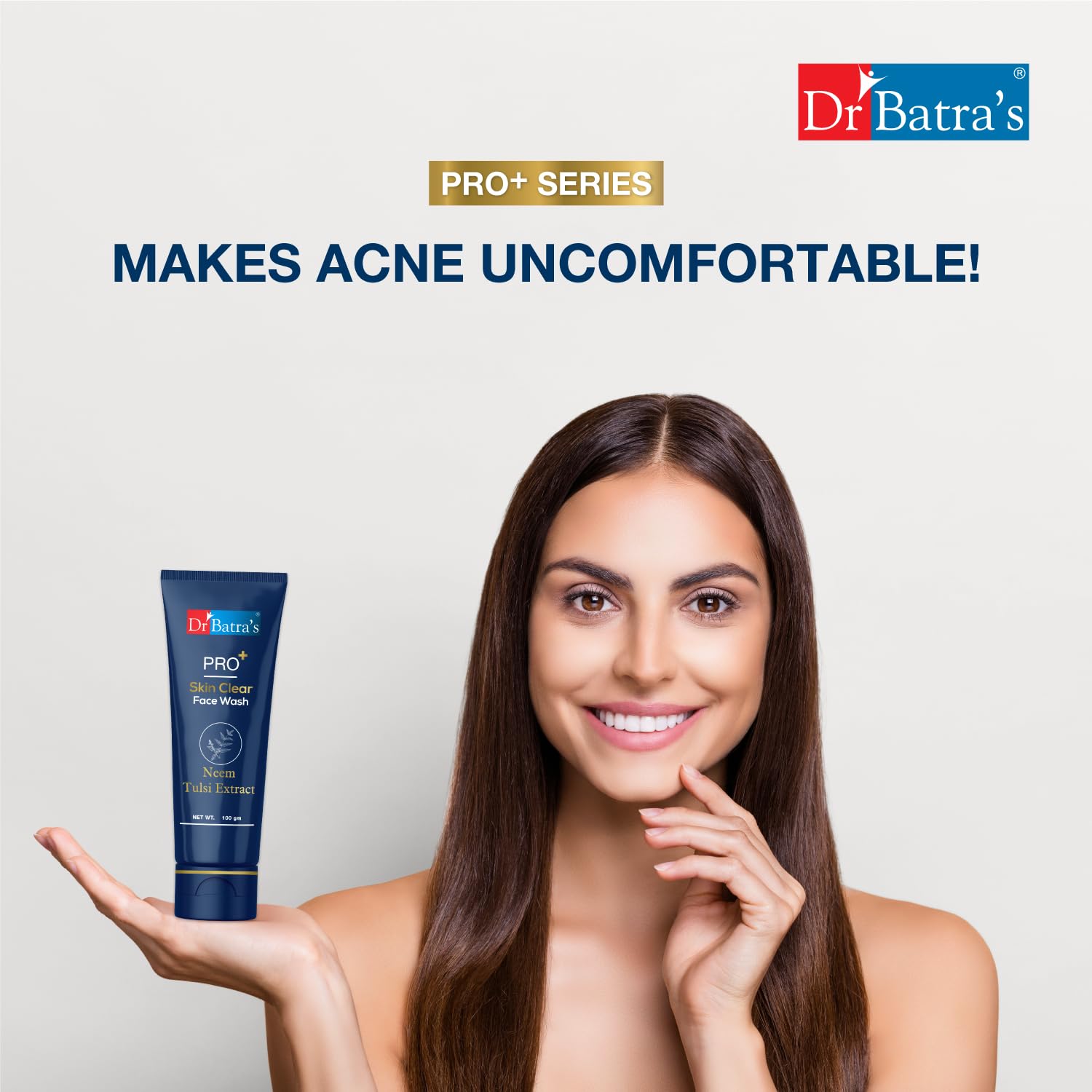 Dr Batra’s PRO+ Skin Clear Face Wash 100g | Clinically-Inspired Anti-Bacterial Formula | Enriched with Tulsi, Neem & Aloe Vera | Deep Cleansing for Clear, Healthy Skin | Chemical-Free (Sulphate, Silicone & Soap Free)