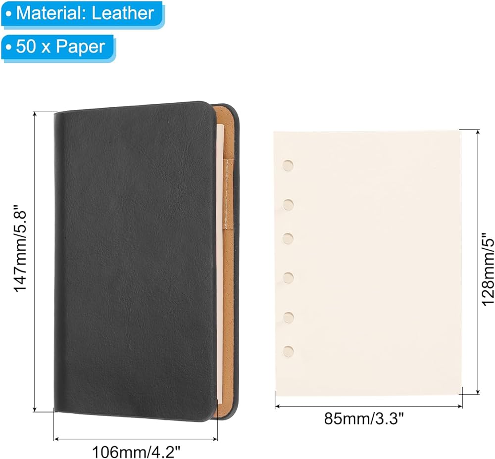 Amazon | PATIKIL 6リングバインダーカバー A7レザーノートブック