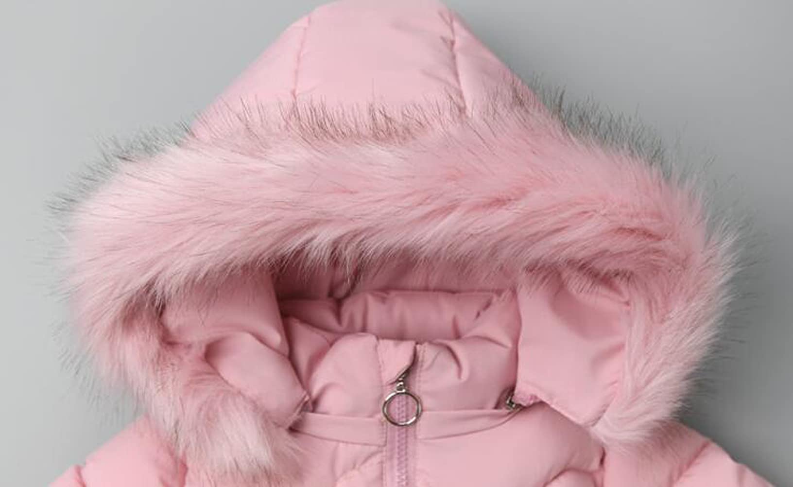 Piumino da bambina, imbottito, con cappuccio in pelliccia, giacca invernale da ragazza, spessa e calda, antivento
