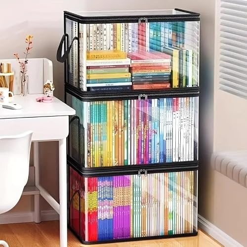 Miniatura 3 de Gran Caja De Almacenamiento De Plástico Transparente Con Tapa, Contenedor Apilable Para Casa Y Oficina, Contenedor Resistente Para Ropa, Libros, Snacks