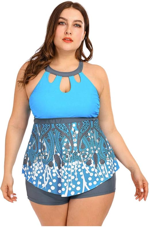 Plus Size Swimsuit Women Solid Flounce One Piece Cut Out Swimwear Ruffle Bathing Suit Monokinis 