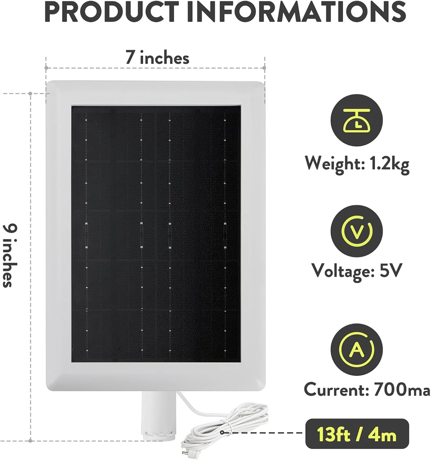 Solar Panel Charger for Ring Camera, 5W Solar Panel Compatible with Ring Stick Up Cam, Spotlight Cam Battery,Spotlight Cam Plus,Spotlight Cam Pro Outdoor Camera with 13FT USB-C Cable,2 Pack