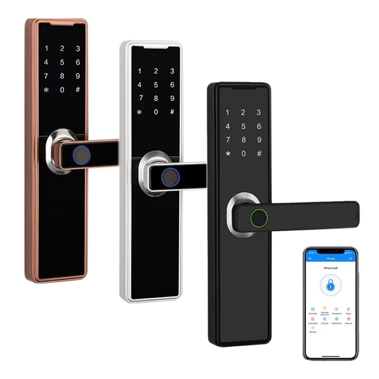 Cerradura Electronica, Teclado táctil con huella digital Bluetooth for puerta inteligente de apartamento cerradura de puerta de entrada sin llave for puerta delantera(22X185(5050),Silver Color)