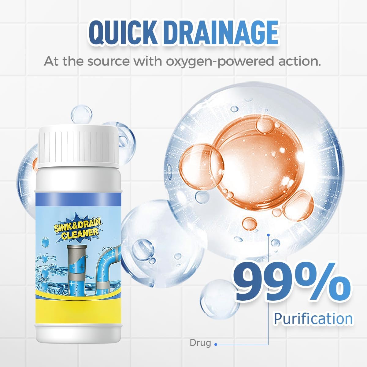 Sink and Drain Cleaner, Pipeline Dredging Agent, Sink and Drain Cleaner Powder, Multi-functional Fast-Acting Pipe Dredging Agent for Kitchen and Toilet Pipeline (1pcs) - Image 3