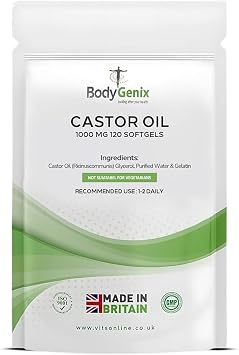 Bodygenix Castor Oil 1000mg Softgels - Cold Pressed Daily Formula - 120