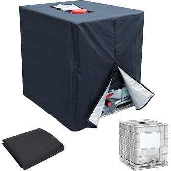 IBC Tank Cover 420D IBC Container Cover 1000L Cover Water Tank Anti-UV IBC Protective Cover Rainwater Tank Container Cover 120 x 100 x 116 cm Pack of 2