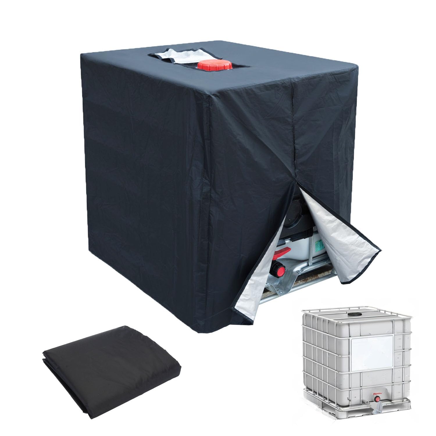 LINSOCLE IBC Tank Abdeckung, 420D IBC Container Abdeckung, 1000L Abdeckung Wassertank, Anti-UV IBC Schutzhülle, Regenwassertank Container Cover, 120 x100 x116 cm