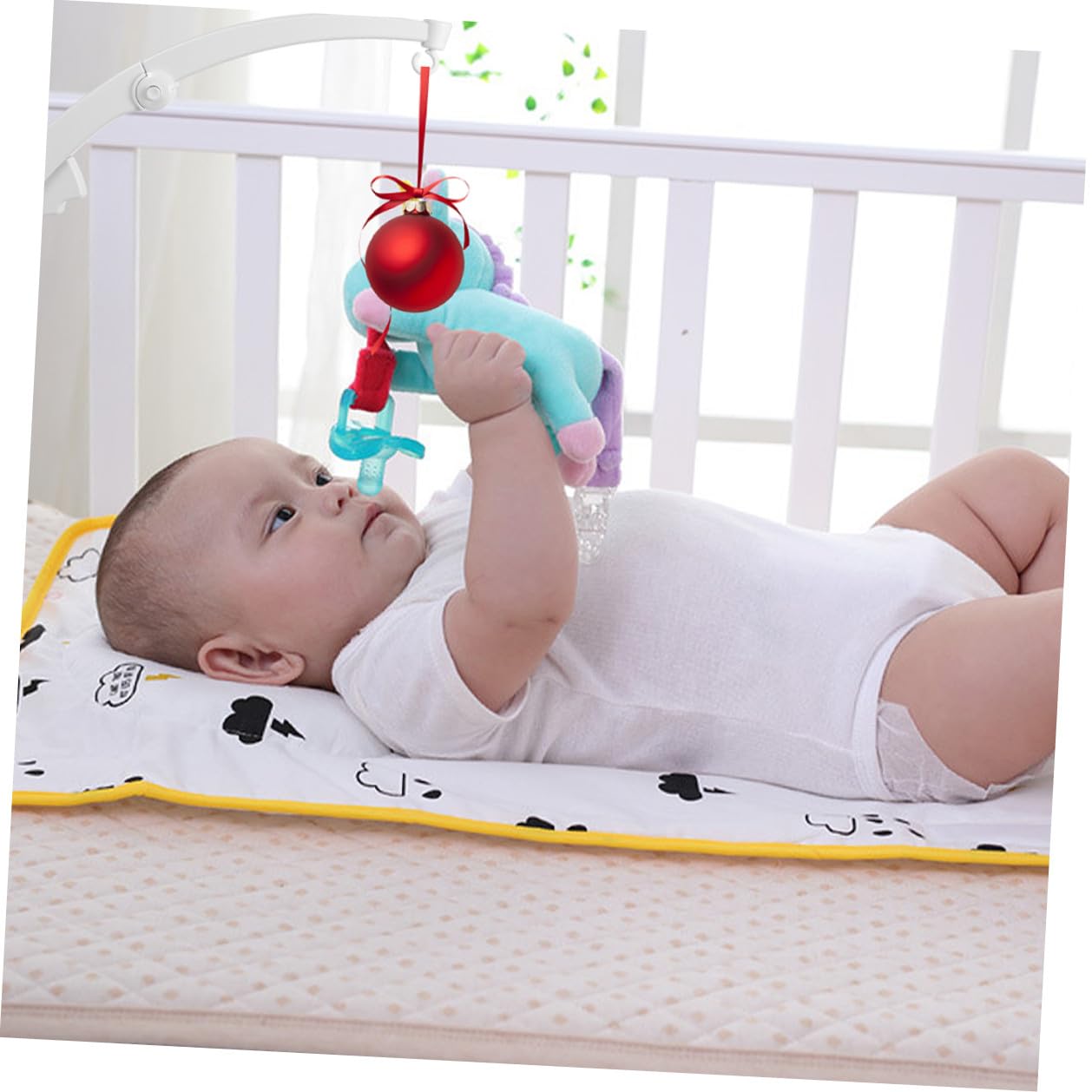 Móvil para Cuna de Ñiño Brazo Portamóvil de Plástico Seguro, Soporte Ajustable para Cuna, Decoración Musical para Recién Nacidos y Bebés, 2 Piezas para Habitación Infantil
