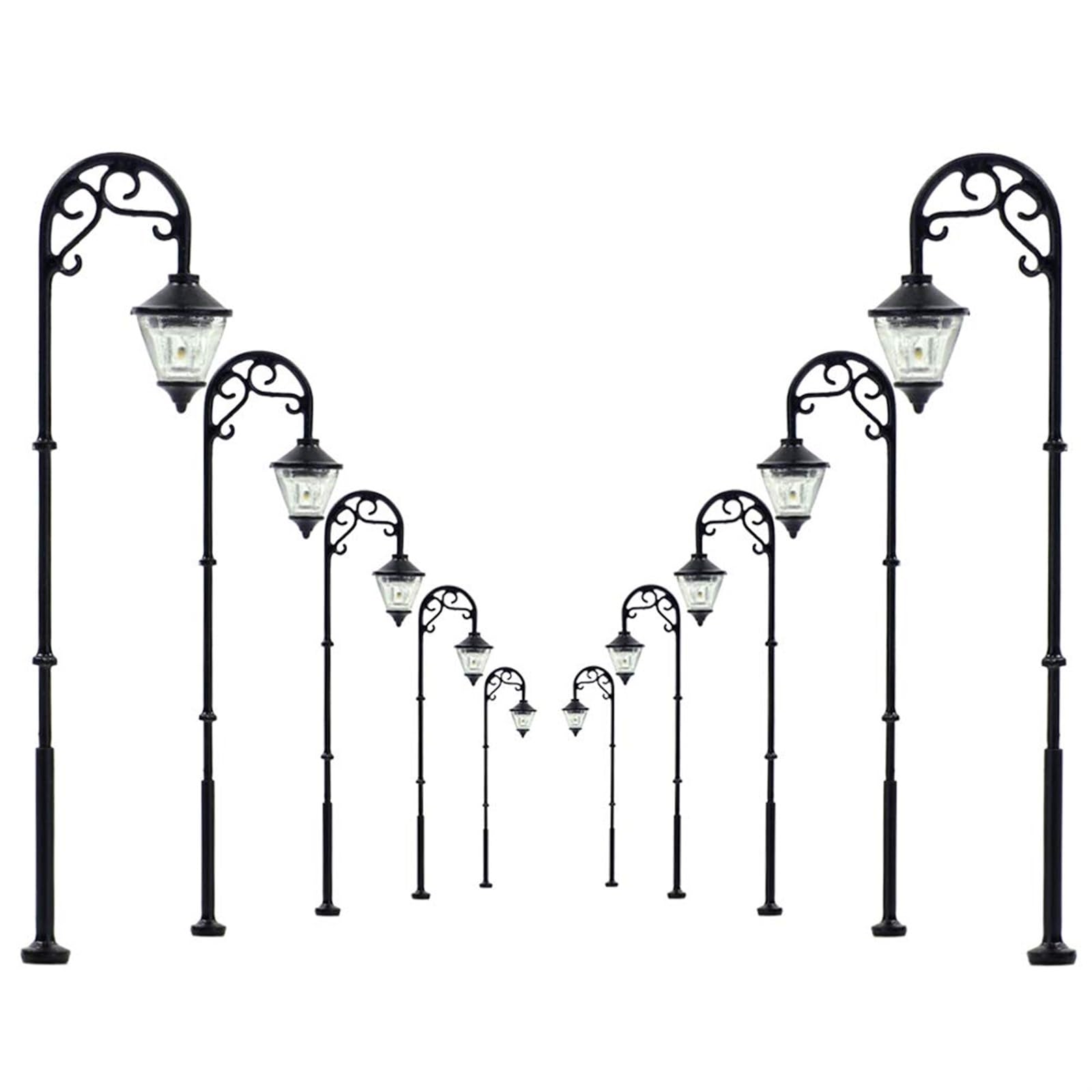 THE WHITE SHOP 10Pcs Model Railway Lamppost Lamps Street Lights for Outside Solar Garden Lights Decorative Lanterns 3.26" LEDs Mini Street Lamps Post Lights for Micro Landscape Accessories
