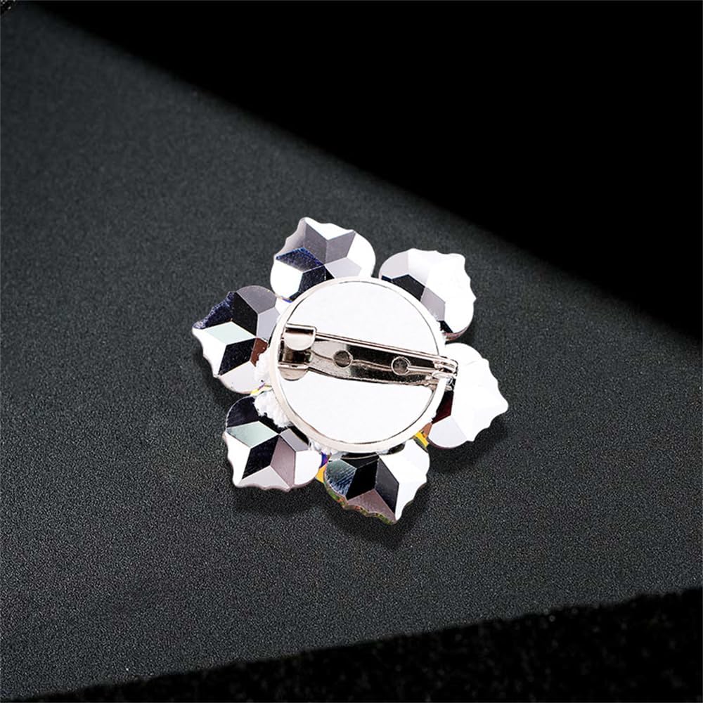 Elegant Rhinestone Flower Brooch Pin for Women Handmade Shiny Crystal Snowflake Cherry Blossom Brooches Lapel Pins Dress Accessories Anniversary Wedding Jewelry - Image 5