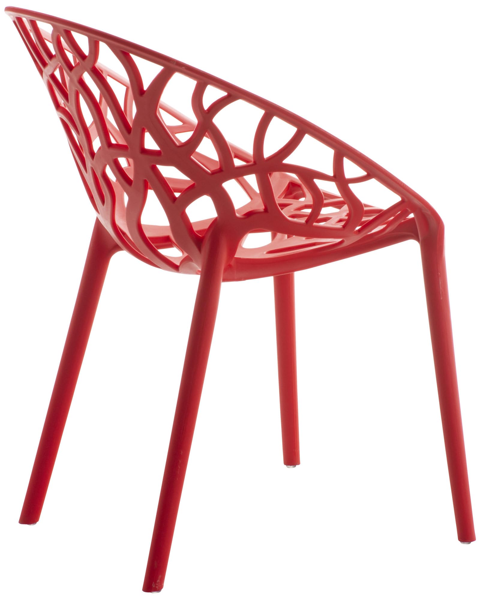 CLP Juego de 4 sillas de jardín, apilables y Resistentes a la Intemperie, Moderno con reposabrazos no Ajustables, Estructura de plástico Hope, Color:Rojo