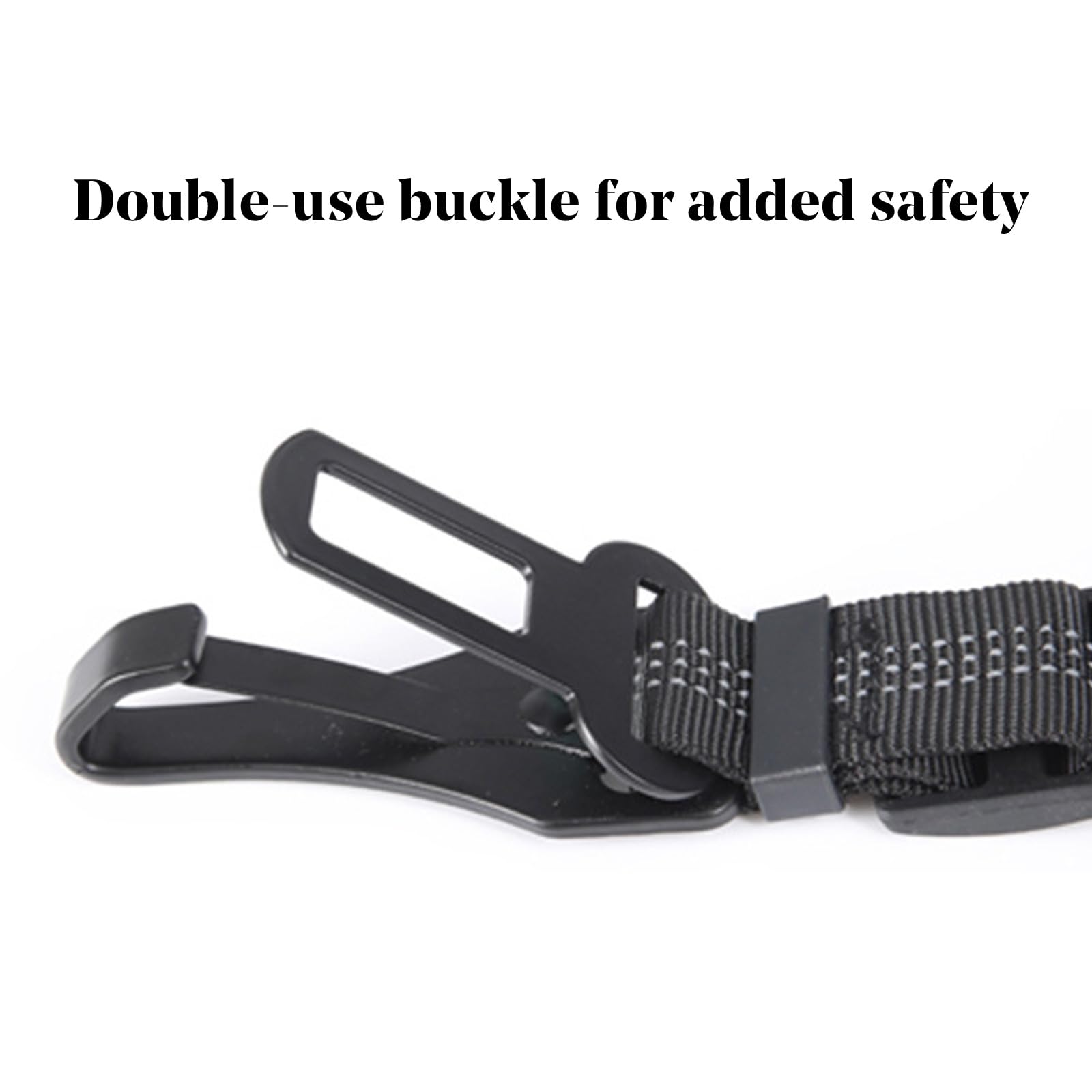 Adjustable Canine Car Safety Harness - Shock-Absorbing Seatbelt Clip with Bungee Buffer for Travel, Black - Image 4
