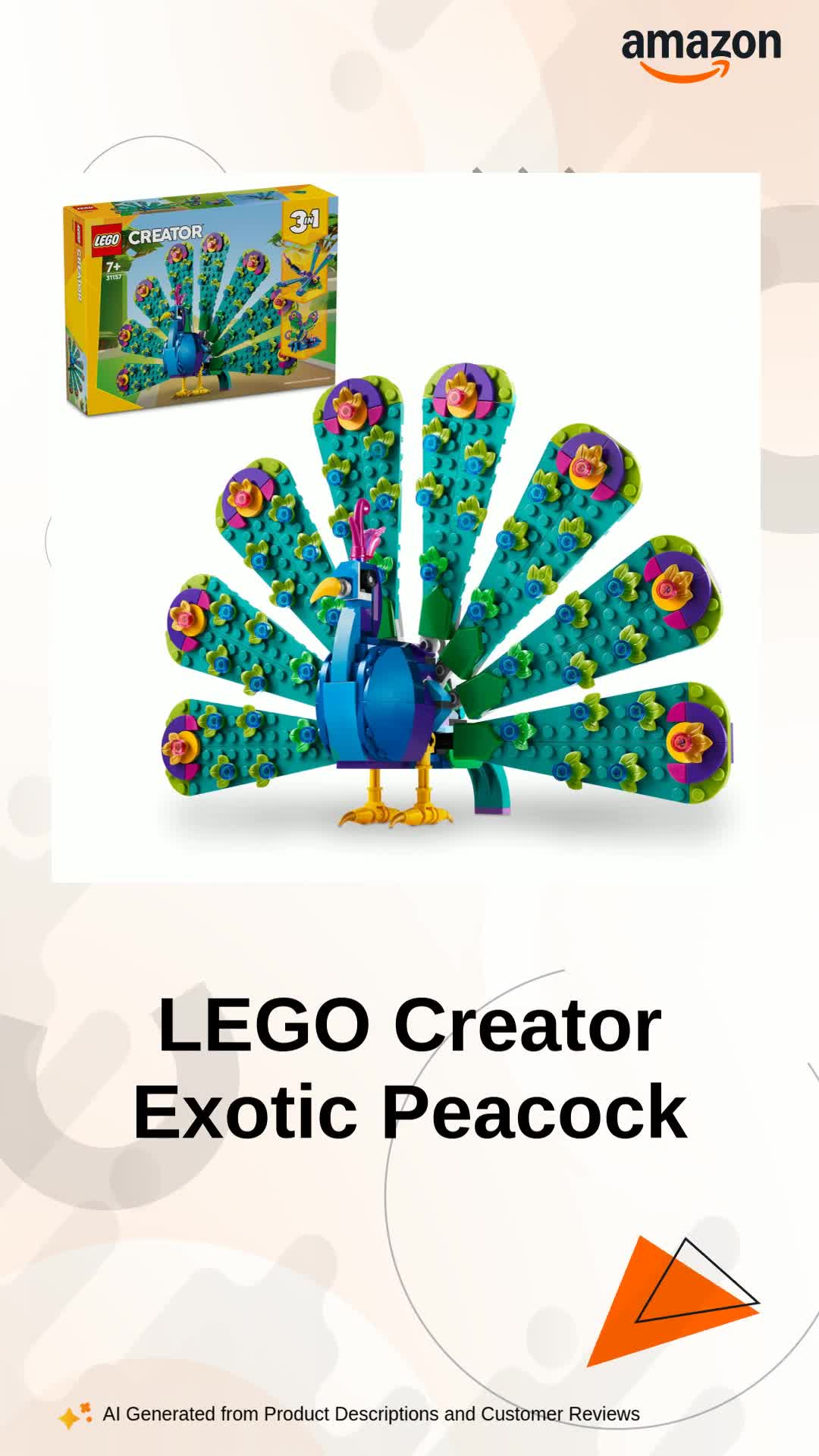 LEGO Creator Exotic Peacock 3in1 Toy Set 31157 Building Blocks