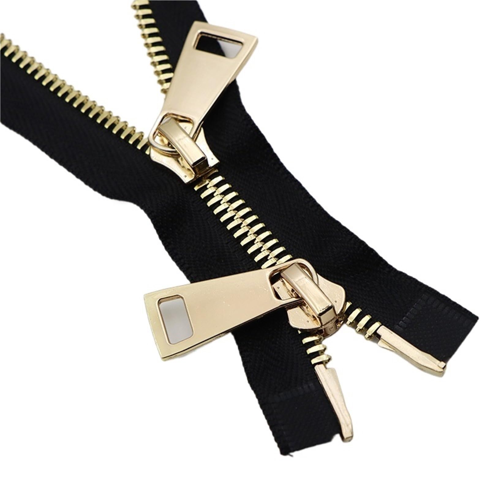 1 cremallera de doble cursor metálica 80/100/120 cm, número 8, con extremo abierto, for reparación abrigos y chaquetas plumas para chaquetas y abrigos(BlackGold,120cm)