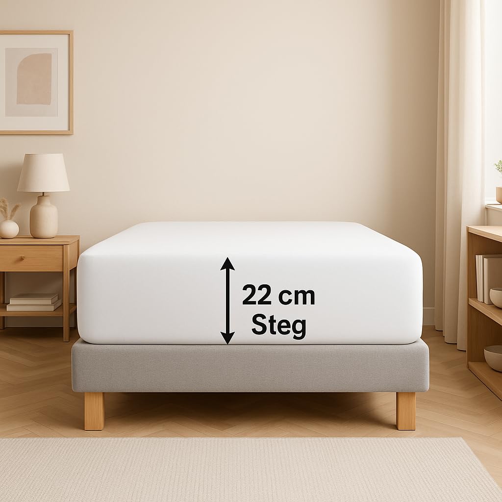 Estella Spannbettlaken, 2er Pack, 90x200 cm bis 100x200 cm, 100 Weiss | 100% Baumwolle, Deutsche Markenqualität, Premium Spannbettlaken, 20cm Steg, Waschbar bei 60°, trocknergeeignet und bügelfrei