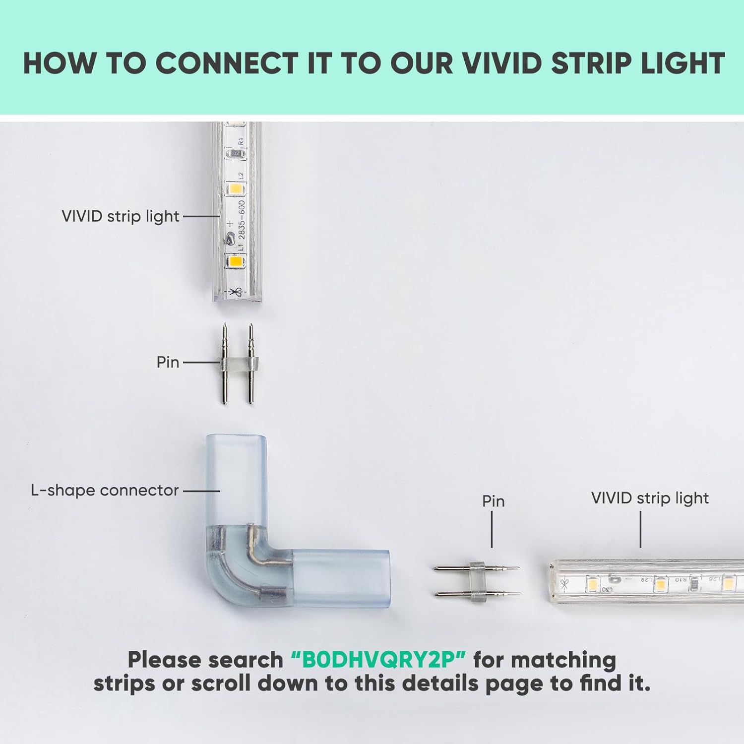 GZBtech L Shape Connectors with Pins and Heat Shrink Tubes Set of 3, Only 0.45’’x0.29’’ Vivid LED Strip Light Series