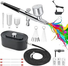 Kit de Aerografo, Aerografo com Compressor, Aerógrafo, Kit de Aerógrafo com Compressor de Ar, Conjunto de Bomba de Ar Profissional Multifuncional, Escova de Ar de Alta Pressão de 40 PSI