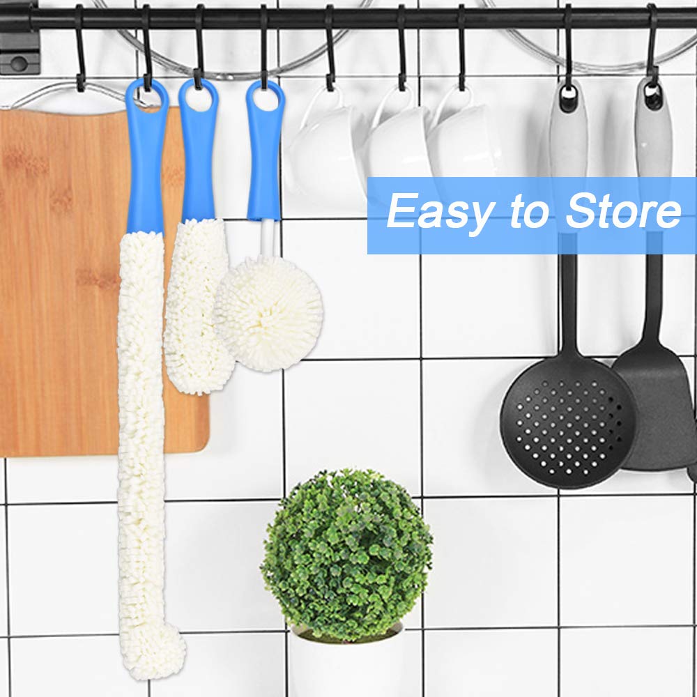 KLYNGTSK Kit Nettoyage Carafe 3 Brosses + 300 Billes - Nettoyeur Bouteilles Vin Cafetière