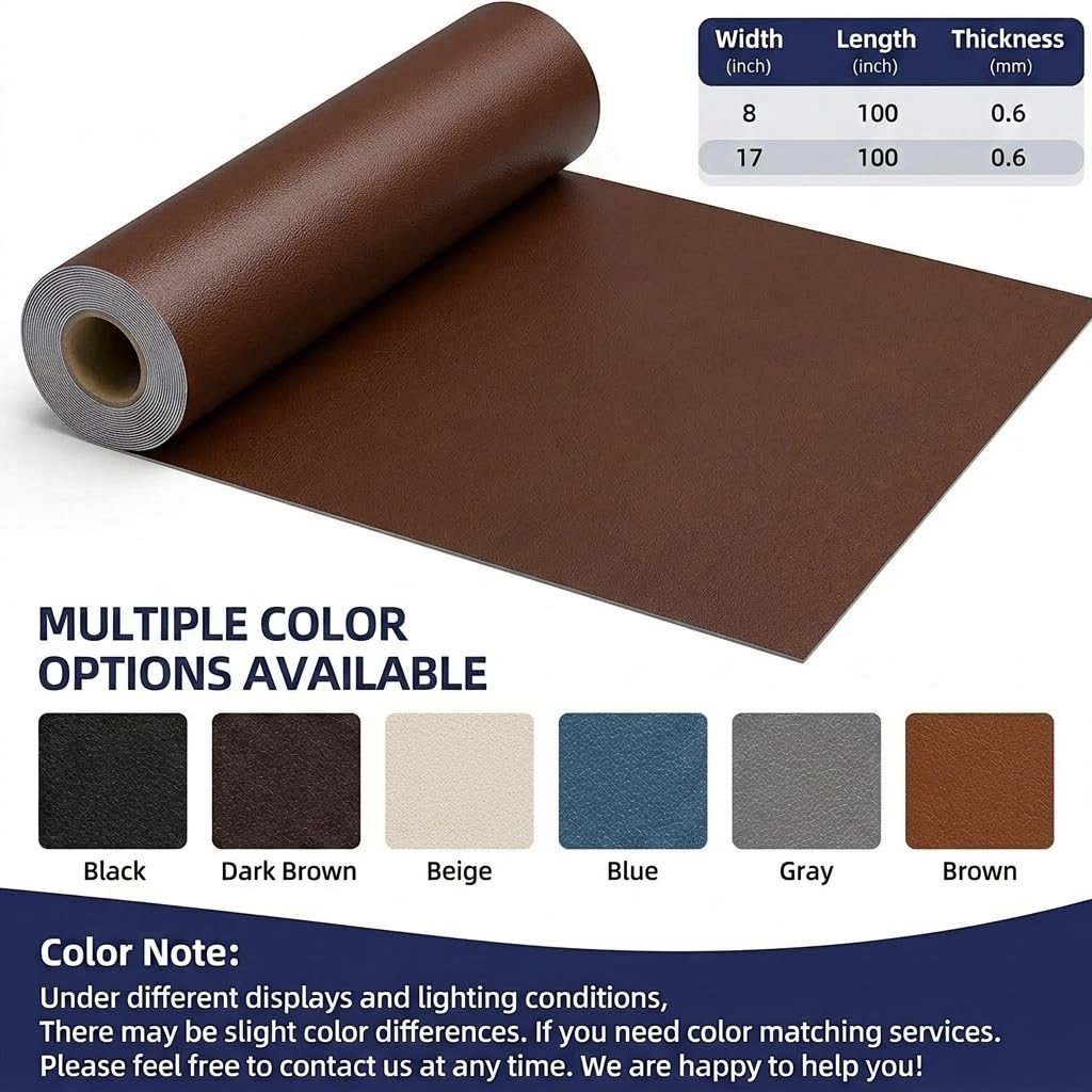 Qextce Leather Repair Patch Tape, Brown, 8x100 Inch image 2