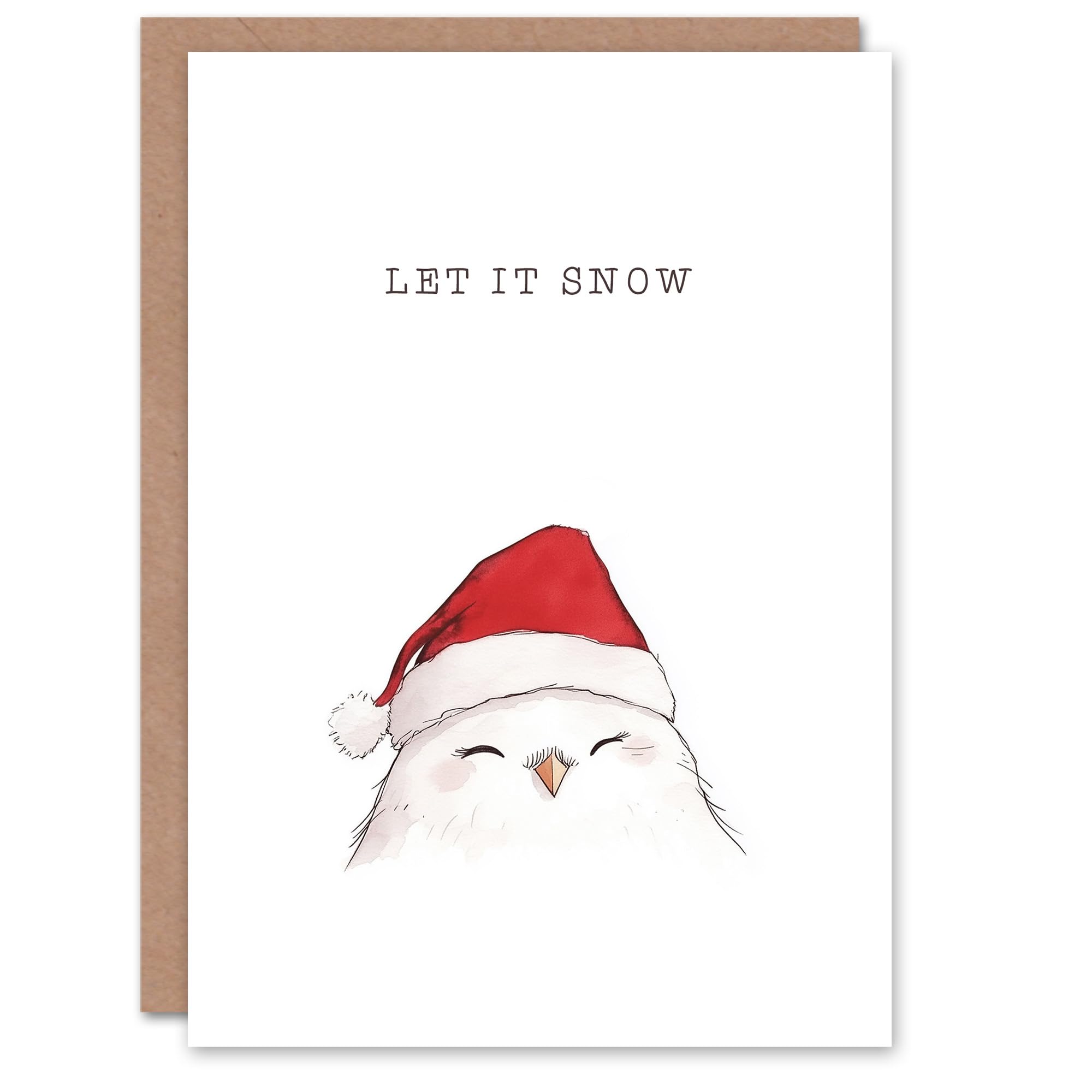 Wee Blue Coo Snowy Owl Christmas Card - Festive Xmas Greeting Card - White