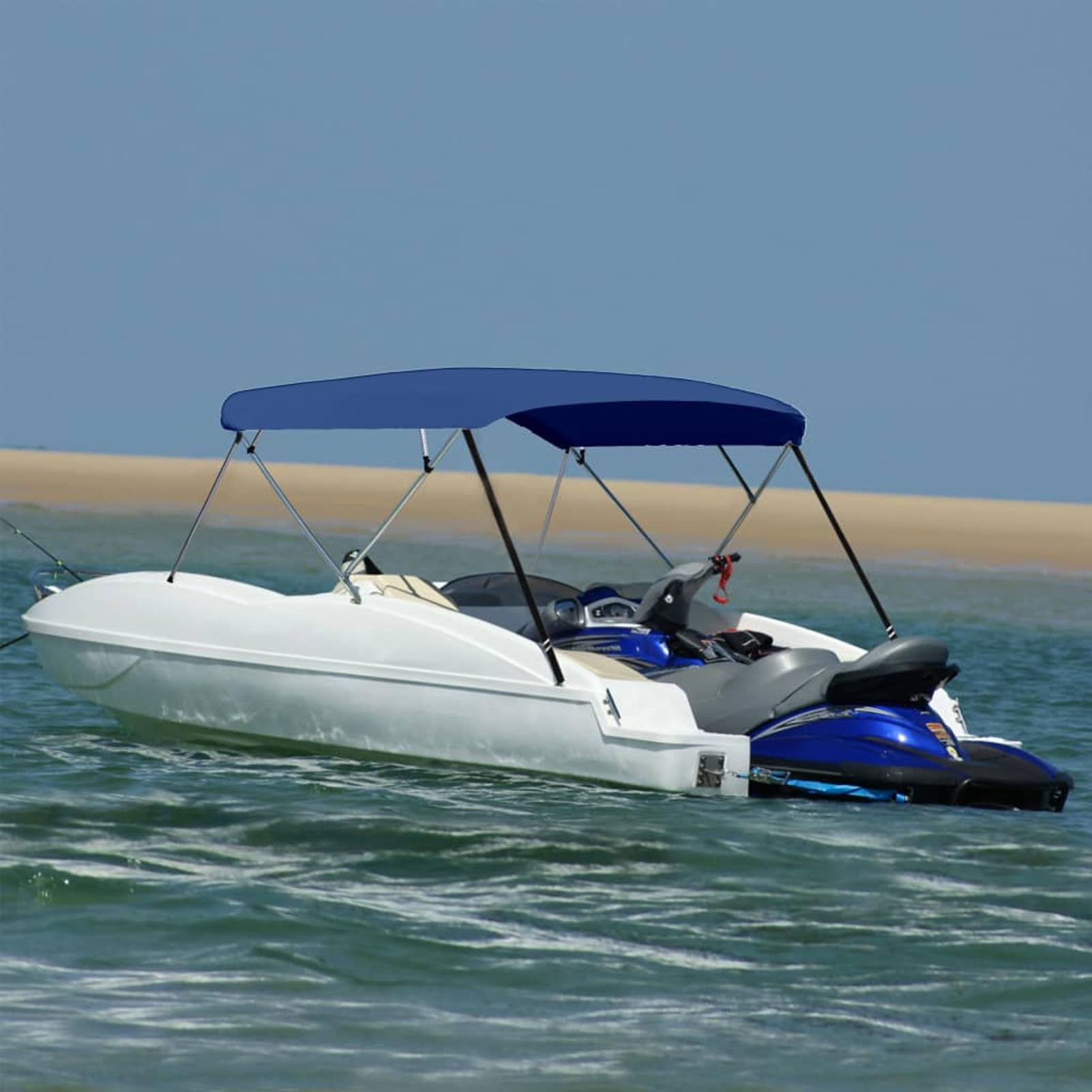 Gecheer 4-Bow Bimini Top Bootsverdeck Boot Verdeck Sonnendach Sonnenverdeck Sonnensegel Sonnenschutz Marineblau 243x(230-244) x137 cm