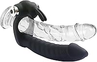 Vista 4 de Doble penetración vibratoria doble consolador con anillo de polla penetrador para hombres, parejas, enchufe anal, enchufe sexual de silicona