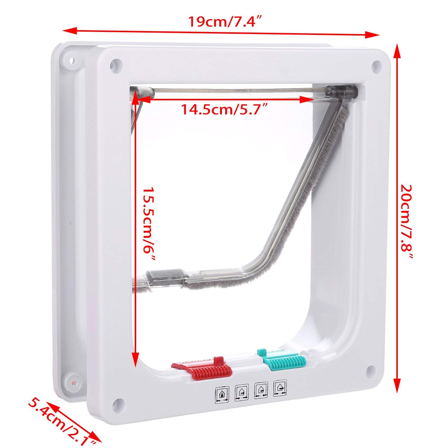 Porta per Gatti e Cani, Porta Schermo per Animali Domestici, Entrata e Uscita Controllabile, Porta Scorrevole per Finestra di Sicurezza per Animale Domestico (M-19 * 20 * 5.5cm, Bianca)