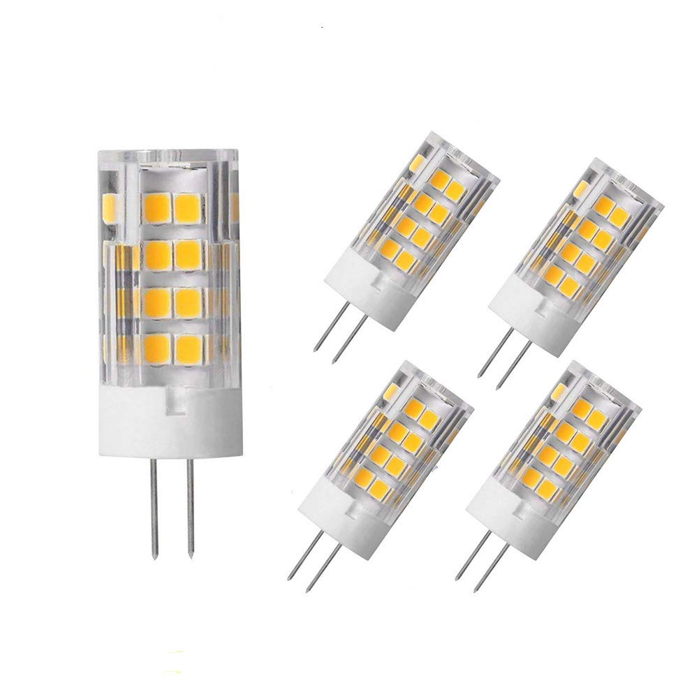 JSVSAL 4-Pack, G4 LED Light Bulb,Bi-pin T3 JC Type AC 100-130V Non-Dimmable 5W (35W 40W Halogen Equivalent) 3000K Warm White LED Lamp (Cannot be Used at Low Voltage 12V)